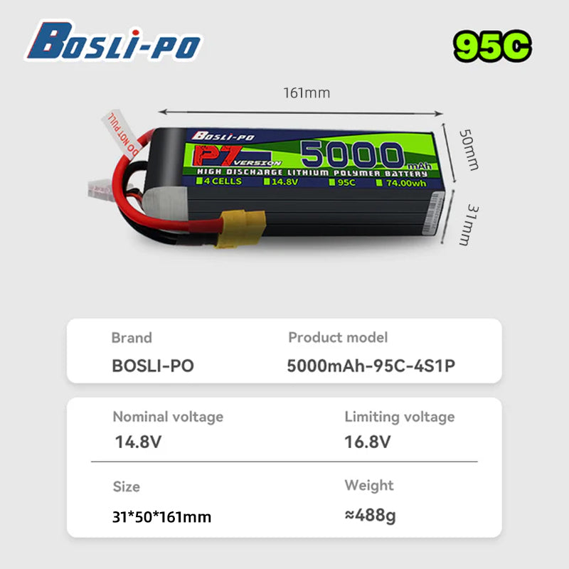 Boslipo P7 Versi 5000mAh 95C B - Drone Battery 4S ulasan dan harga