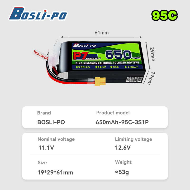 Boslipo P7 Versi 650mAh 95C Ba - Drone Battery 4S ulasan dan harga