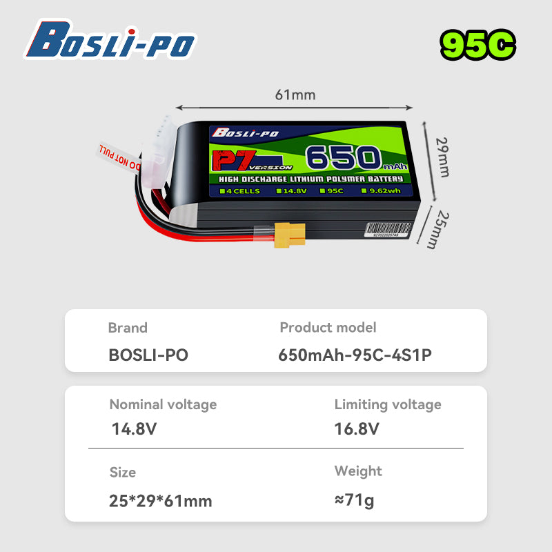 Boslipo P7 Versi 650mAh 95C Ba - Drone Battery 4S ulasan dan harga