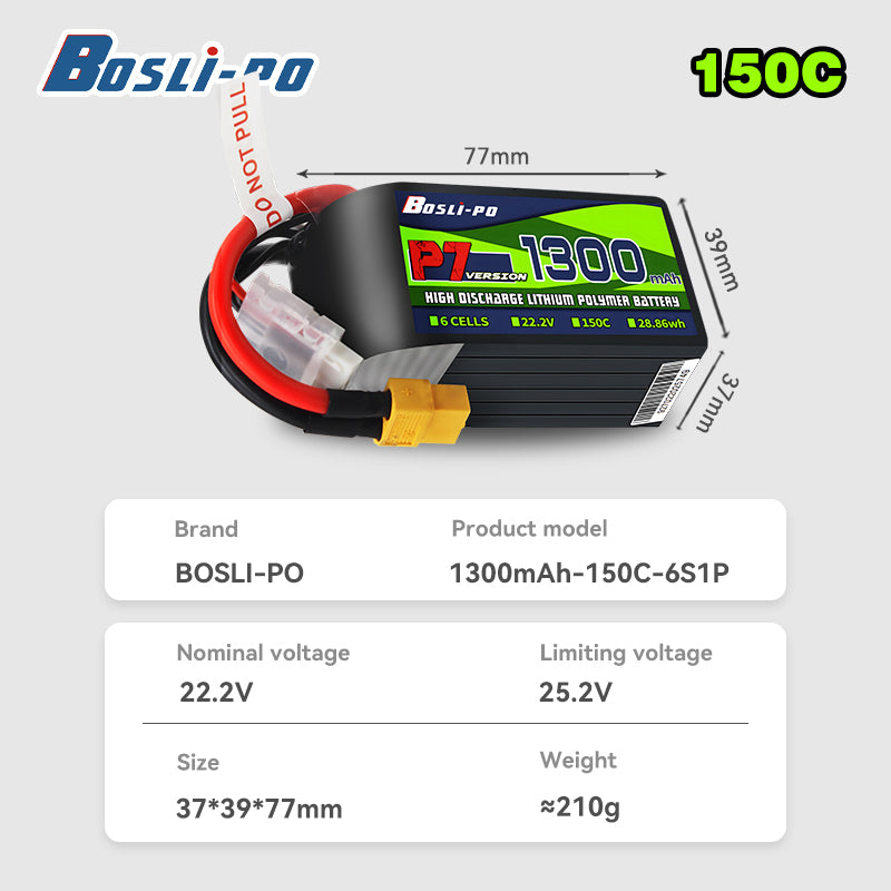Boslipo P7 1300mAh 150C 4S 6S  - Drone Battery 4S ulasan dan harga